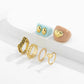 Mix and match lock-shaped peach heart letters multi-element ring set macaron color acrylic stacked rings for women