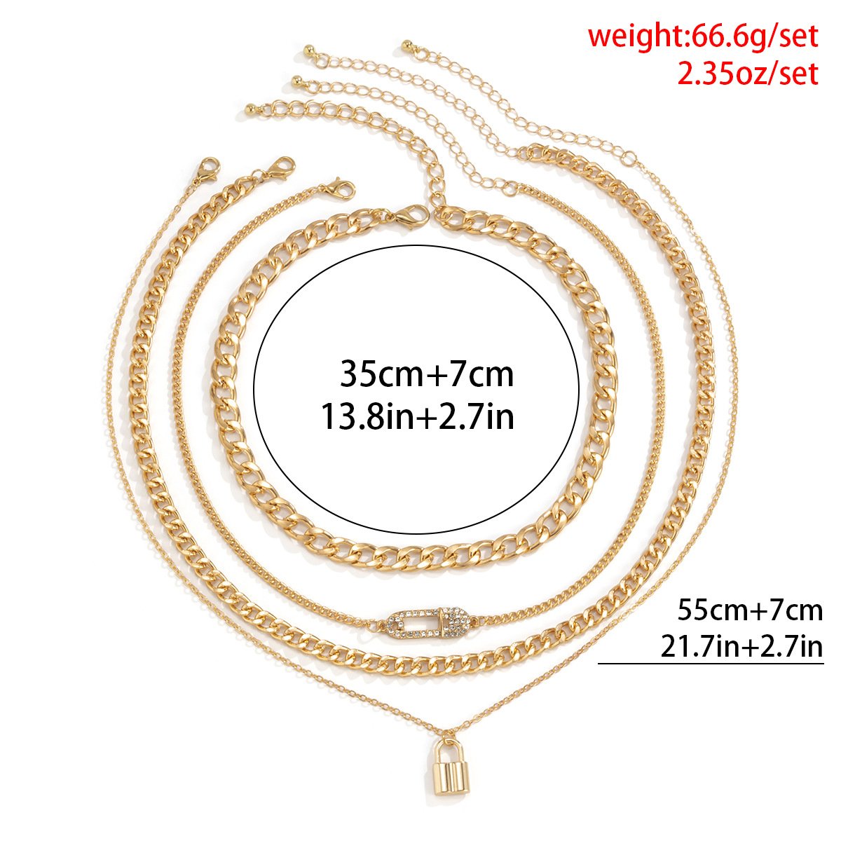 Jewelry Hip Hop Trend Diamond Pin Lock Necklace Female Simple Metal Chain Clavicle Necklace