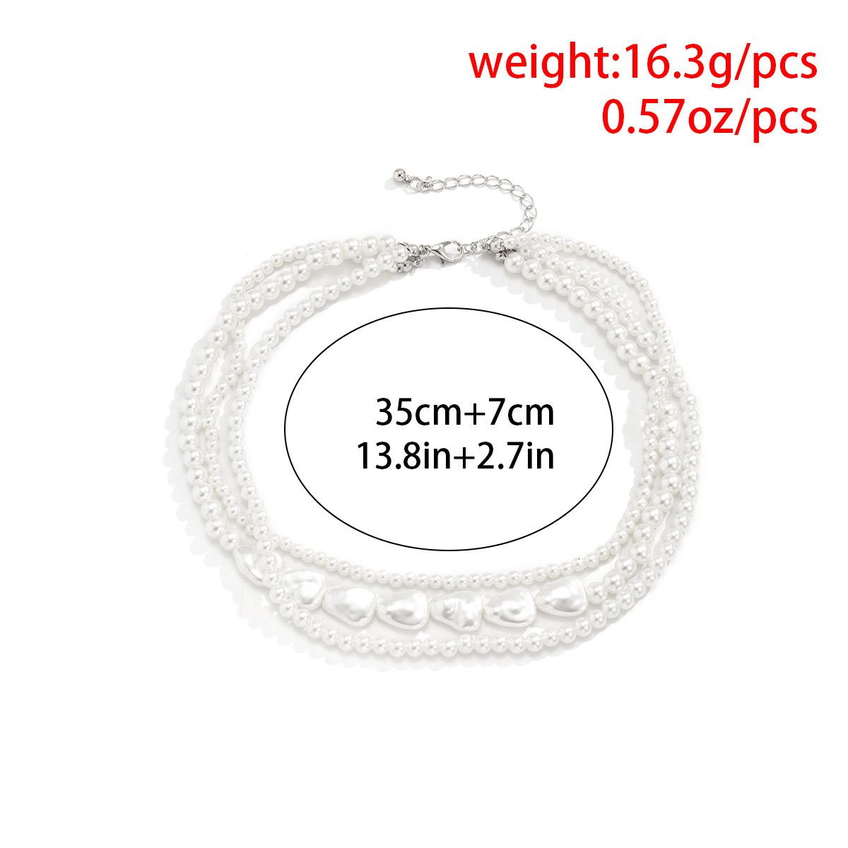 Jewelry Retro Imitation Pearl Stacked Baroque Necklace Niche Bead Chain Versatile Necklace Women