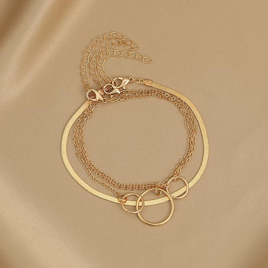 Jewelry personality geometric ring hollow anklet multi-layer anklet simple snake bone chain niche anklet