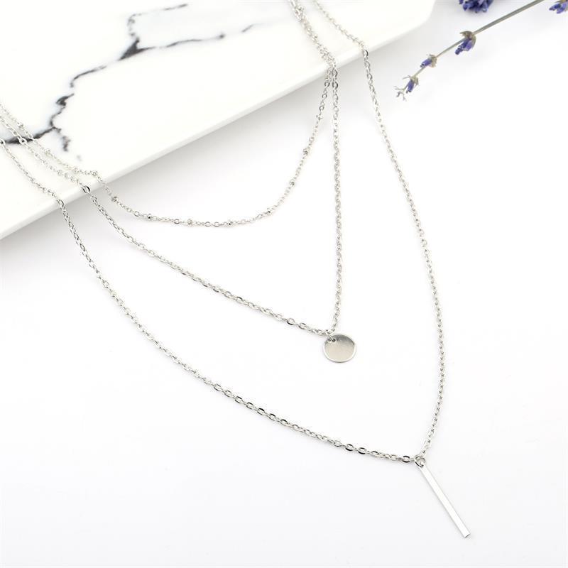 Fashion Women's Bohemian Glitter Sequin Layered Necklace Clavicle Chain Jewelry