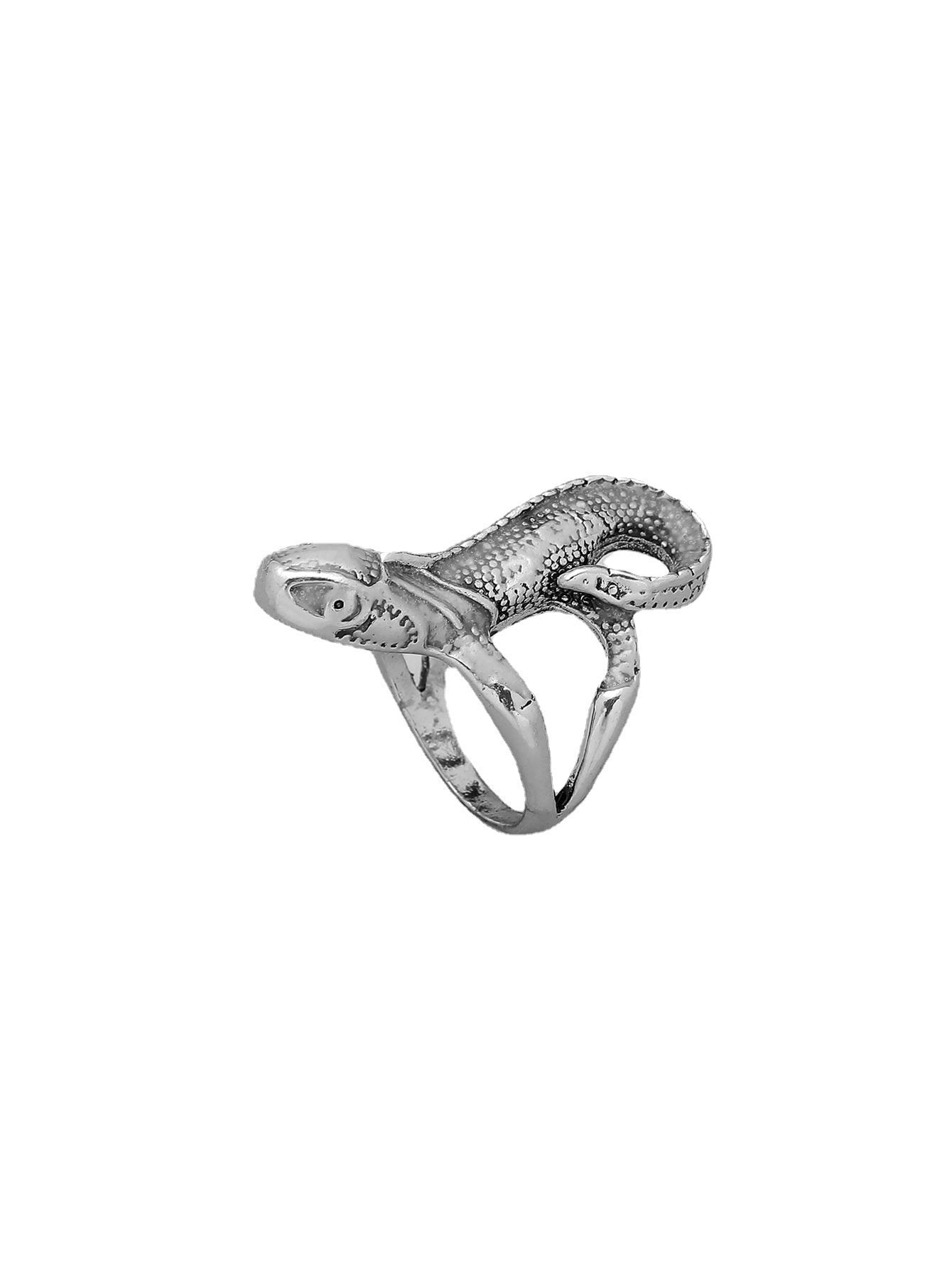 Fashion simple silver ring luminous lizard ring retro versatile domineering punk personality trend