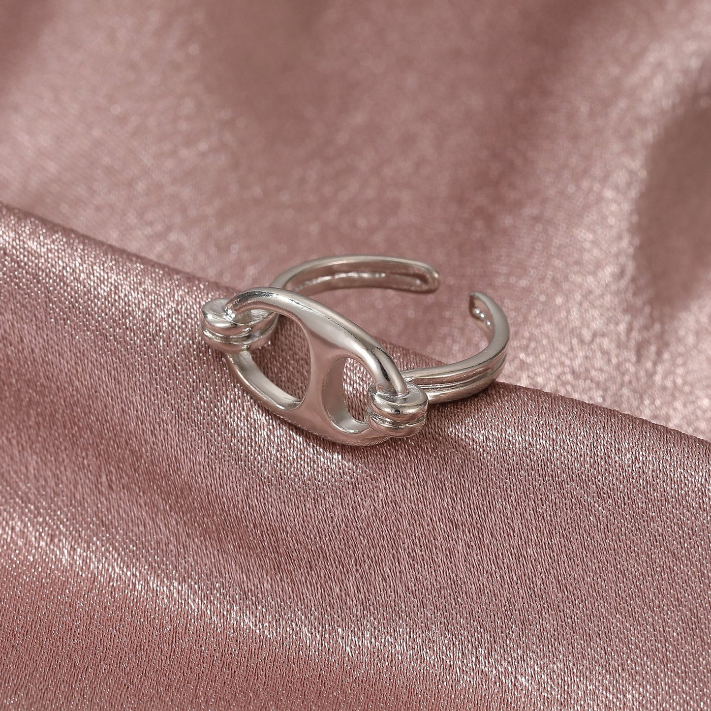 Personality simple pig nose index finger ring ins cold retro oval open ring female