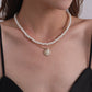 Jewelry Temperament Pearl Scallop Alloy Pendant Necklace Female Fashion Simple Handmade Double Layer Necklace