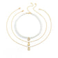 Jewelry Imitation Pearl Woven Pendant Necklace Planet Micro-inlaid Lock Letter Multilayer Necklace Female