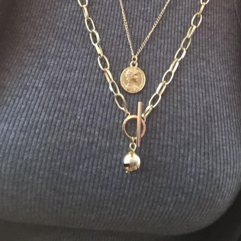 Hip-hop multi-layered cross necklace retro beauty head collarbone chain sweater chain accessories cool and handsome hipster pendant