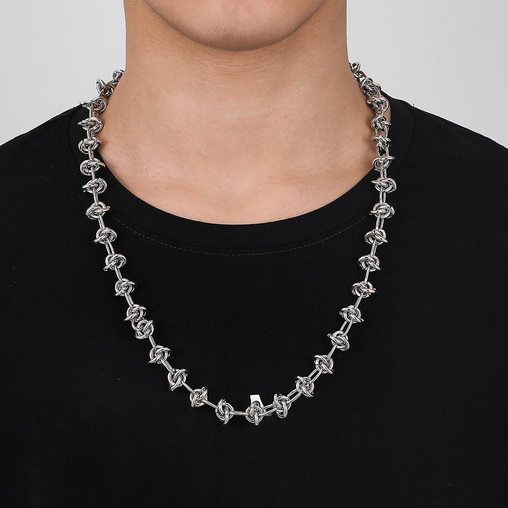 Popular Knot Chain Hip-Hop Night Thorn Necklace Adjustable Size Trendy Men's Essential Items Jewelry