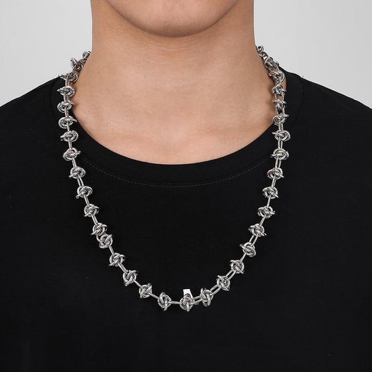 Popular Knot Chain Hip-Hop Night Thorn Necklace Adjustable Size Trendy Men's Essential Items Jewelry