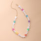 Jewelry Fashion Color Soft Pottery Flower Necklace Female Simple Geometric Short Shaped Pearl Necklace