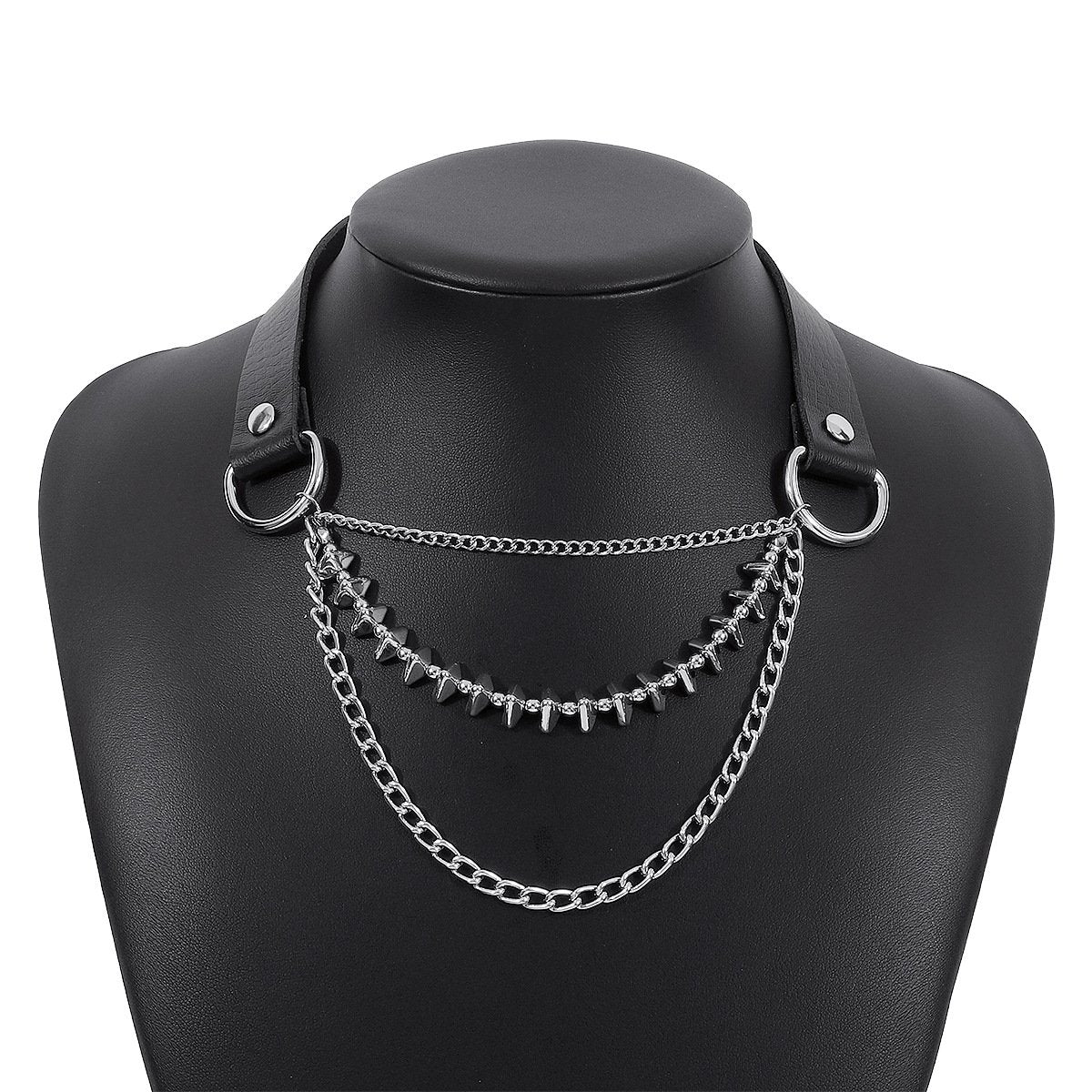 1514 Exaggerated Leather Necklace Harajuku Gothic Sweet Cool Necklace Heavy Metal Rock Hip Hop Necklace