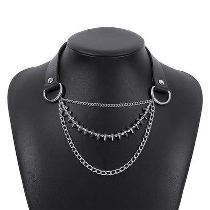 1514 Exaggerated Leather Necklace Harajuku Gothic Sweet Cool Necklace Heavy Metal Rock Hip Hop Necklace