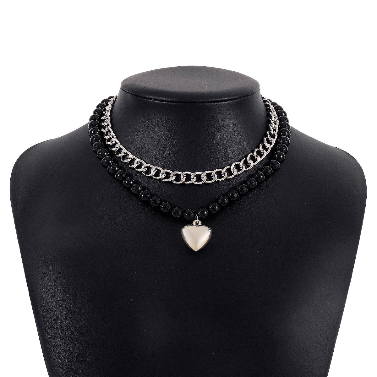 N1411 Ethnic Exaggerated Beaded Chain Necklace Heart Love Sweet Cool Multi-Layered Necklace Niche Necklace