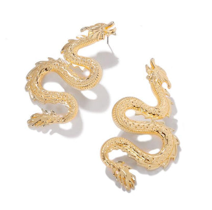 Kendou with the same dark Chinese dragon carving shape earrings earrings hip-hop ins dragon ear jewelry