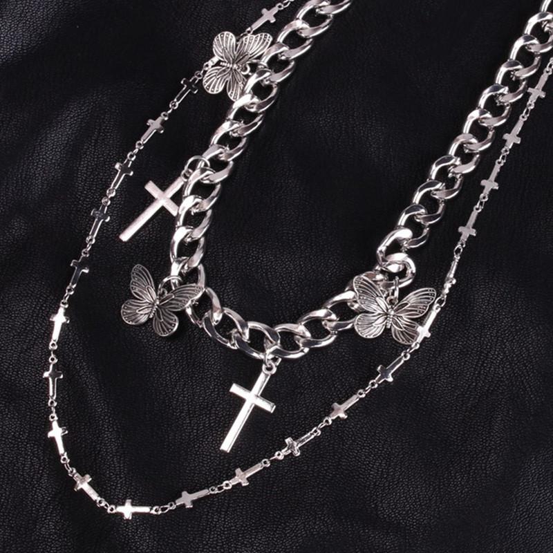 Accessories creative hip-hop necklace street style ins cross multi-layer suit necklace female