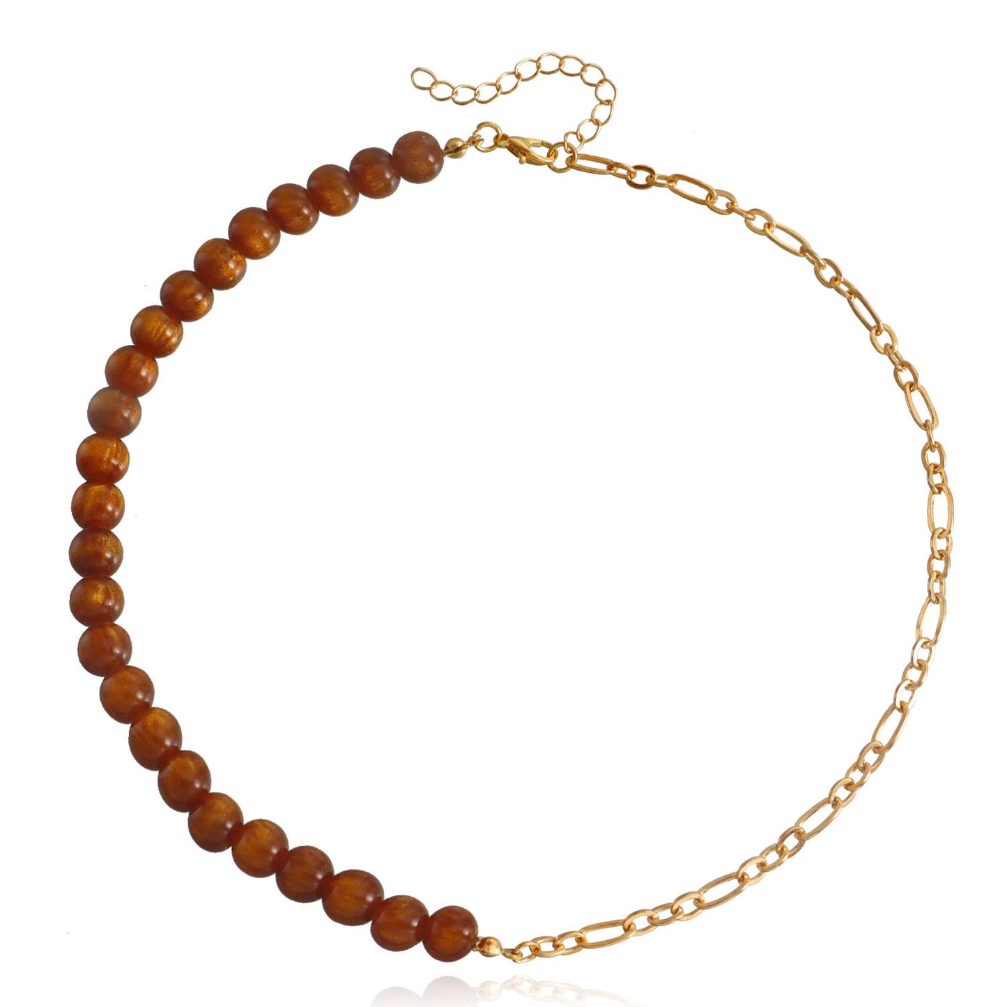 Jewelry Stitching Half Simple Bead Necklace Women's Versatile Light Luxury Personality Natural Trendy Necklace