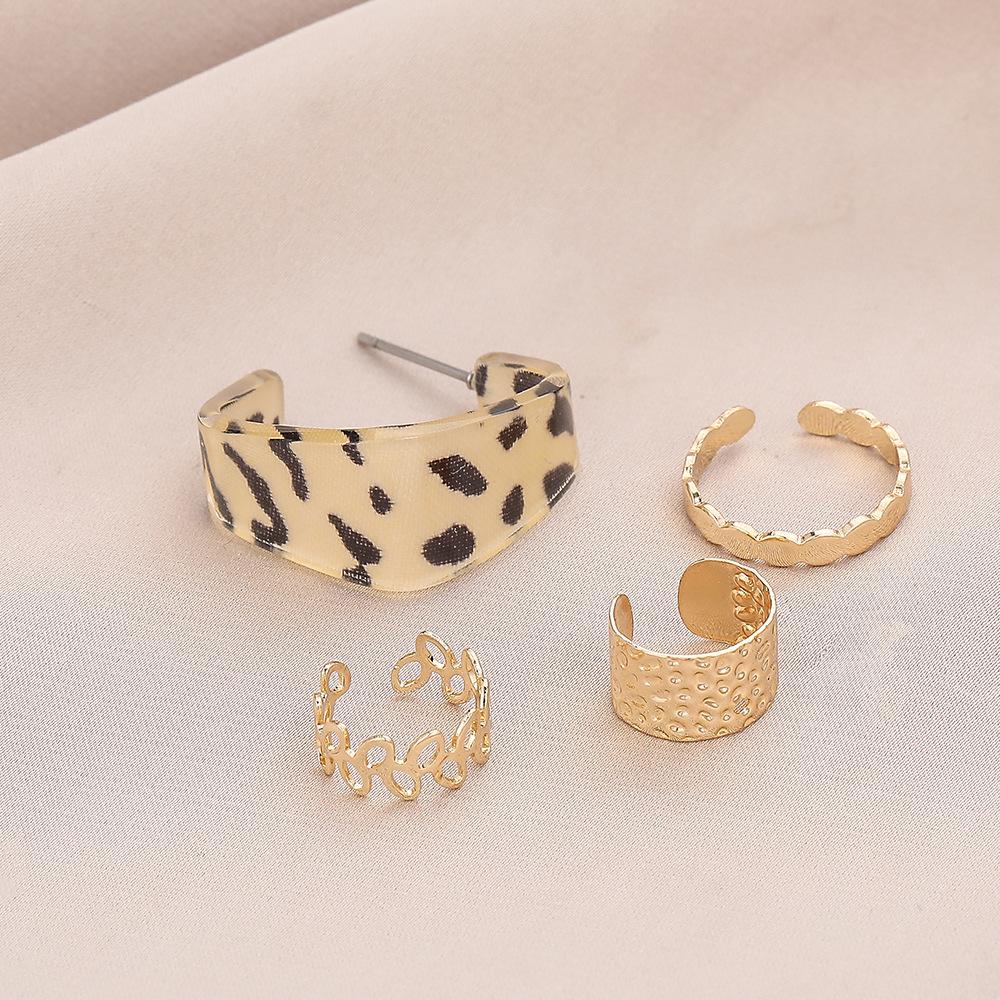 Trendy square leopard wild wild earrings jewelry leaves simple popular ear clip set one ear