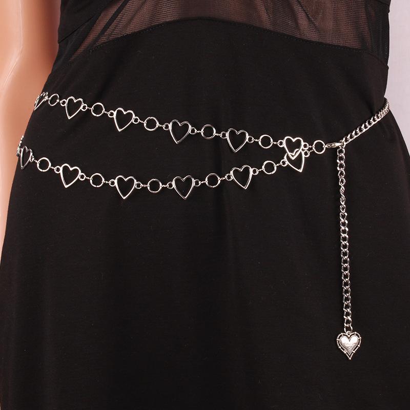 Love Waist Chain Jewelry Double Strand Peach Heart Versatile Dress Decoration Belt