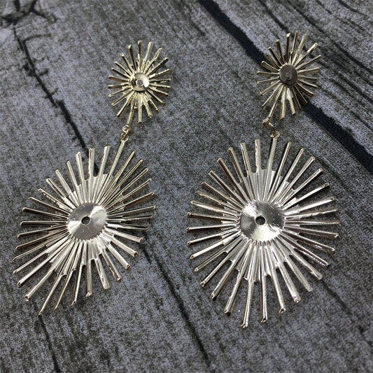 Summer geometric size oval fence fried hair earrings Indian extravagant exaggerated jewelry