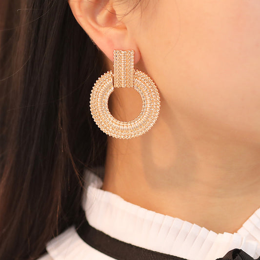 Jewelry simple temperament geometric hoop earrings versatile metal plating hoop earrings