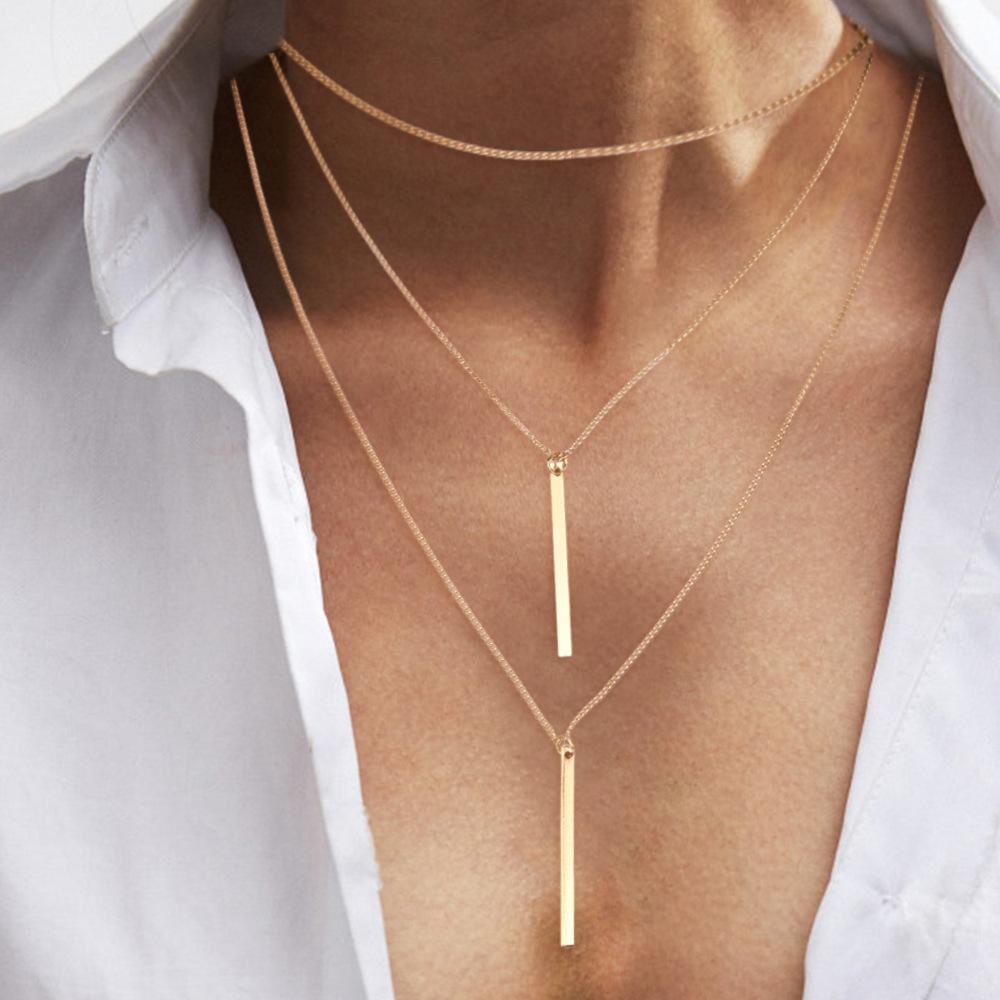 N6777 Fashion Temperament Coin Multi-Layer Necklace Simple and Versatile Personality Trendy Multi-Layer Clavicle Chain Women
