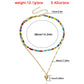 Jewelry y2k colorful transparent crystal beads love double-layer necklace female collarbone chain cold necklace