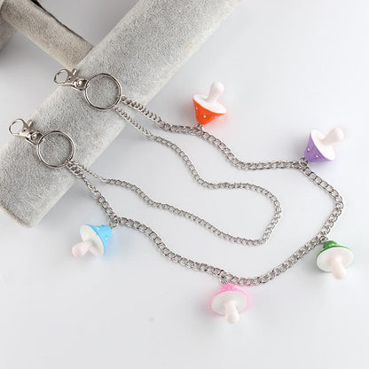 Creative color mushroom head pendant waist chain double ring pendant personalized all-match pants chain