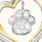 Fashion Ladies Two Color Heart Shape Water Diamond Cat Paw Pendant Necklace Head Jewelry