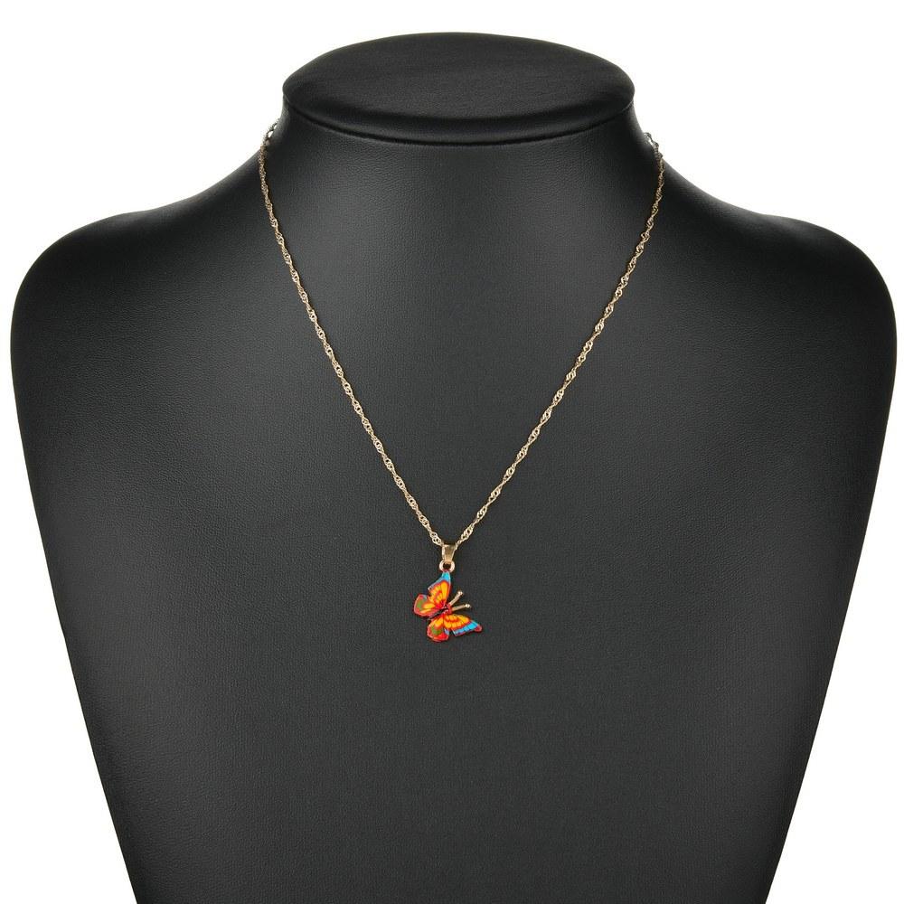 Fashion Butterfly Necklace Animal Pendant Personality Simple Oil Drop Jewelry