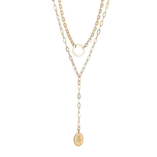 Vintage Alloy Beetle Pendant Necklace Accessories Fashion Double Layer Necklace Jewelry