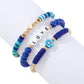 B1483 Bohemian Ethnic Stacked Bracelet Alphabet Flower Beads Personality Bracelet Colorful Geometric Ornaments
