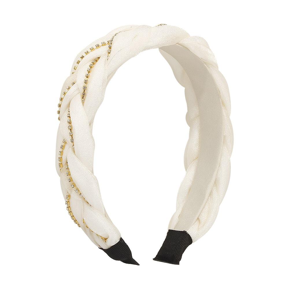 F3915 Fashion temperament elegant headdress light luxury claw chain simple niche braid rhinestone fabric headband