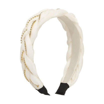 F3915 Fashion temperament elegant headdress light luxury claw chain simple niche braid rhinestone fabric headband