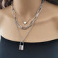 Jewelry Personality Punk Geometric Necklace Sweater Chain Female Simple Lock Shape Multilayer Peach Heart Necklace Female