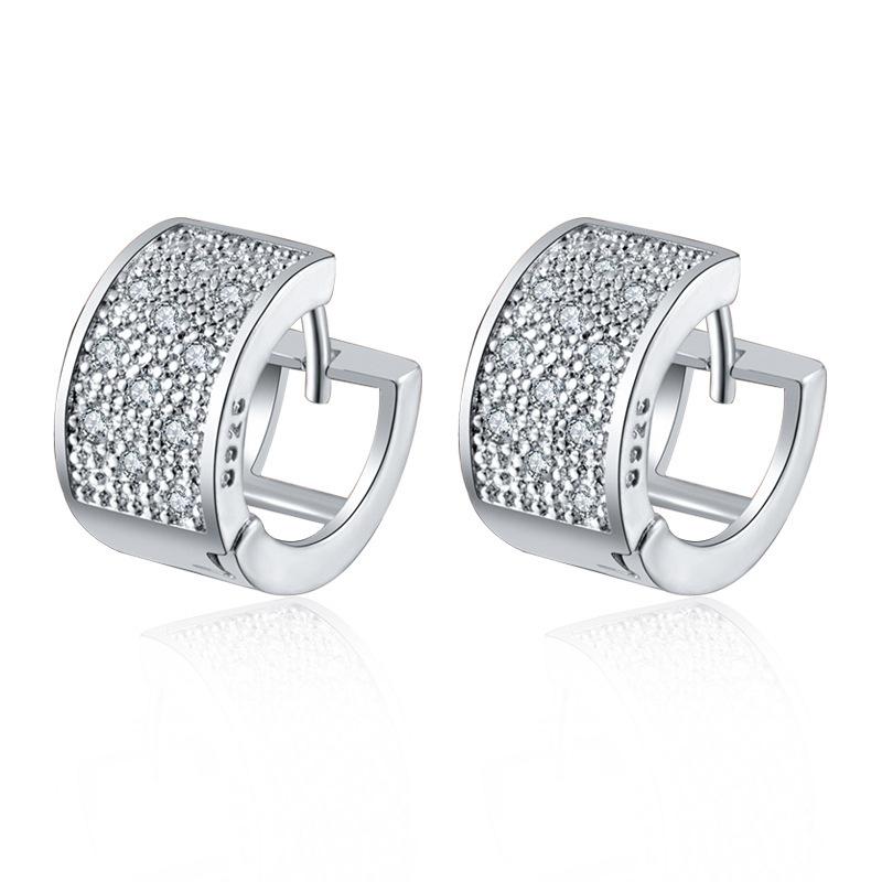 Temperament Diamond Geometric Earrings Fashion Personality Simple Metal Round Earrings Net Red Versatile Earrings Women