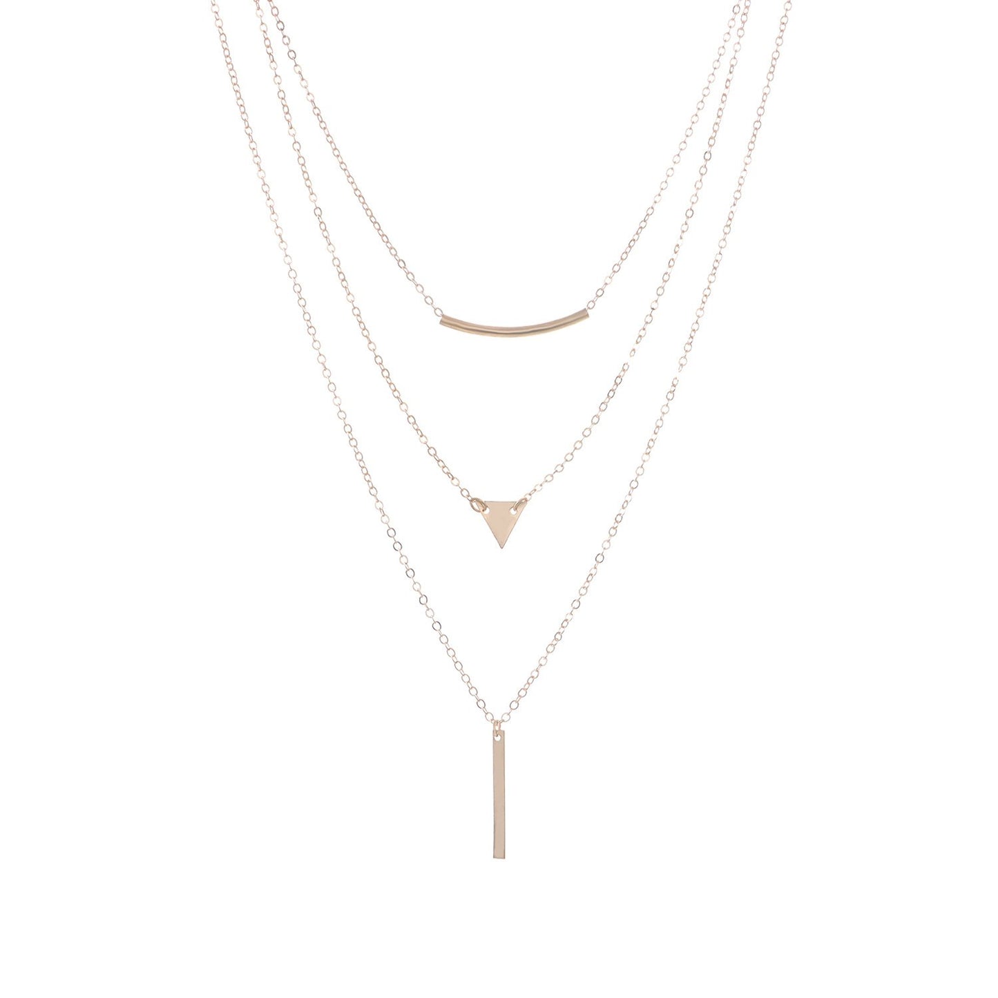 Jewelry fashion street shooting elbow triangle sequin metal strip combination necklace