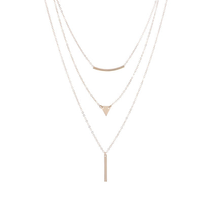 Jewelry fashion street shooting elbow triangle sequin metal strip combination necklace