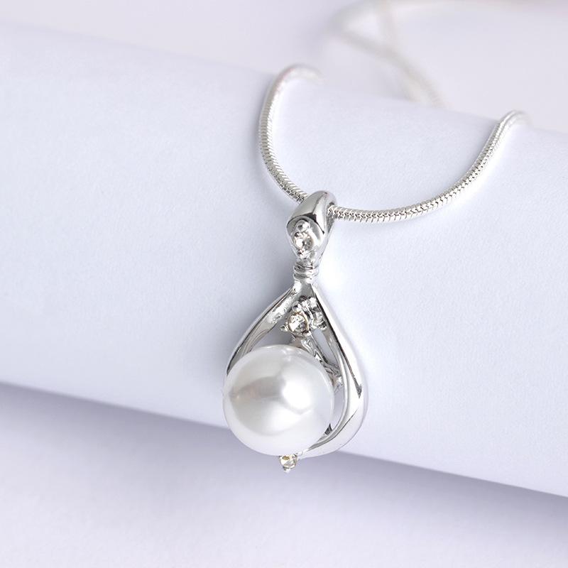 wiish fashion jewelry fashion simple diamond-encrusted pearl pendant necklace short exquisite clavicle chain