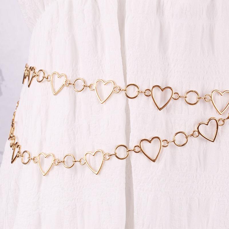 Love Waist Chain Jewelry Double Strand Peach Heart Versatile Dress Decoration Belt