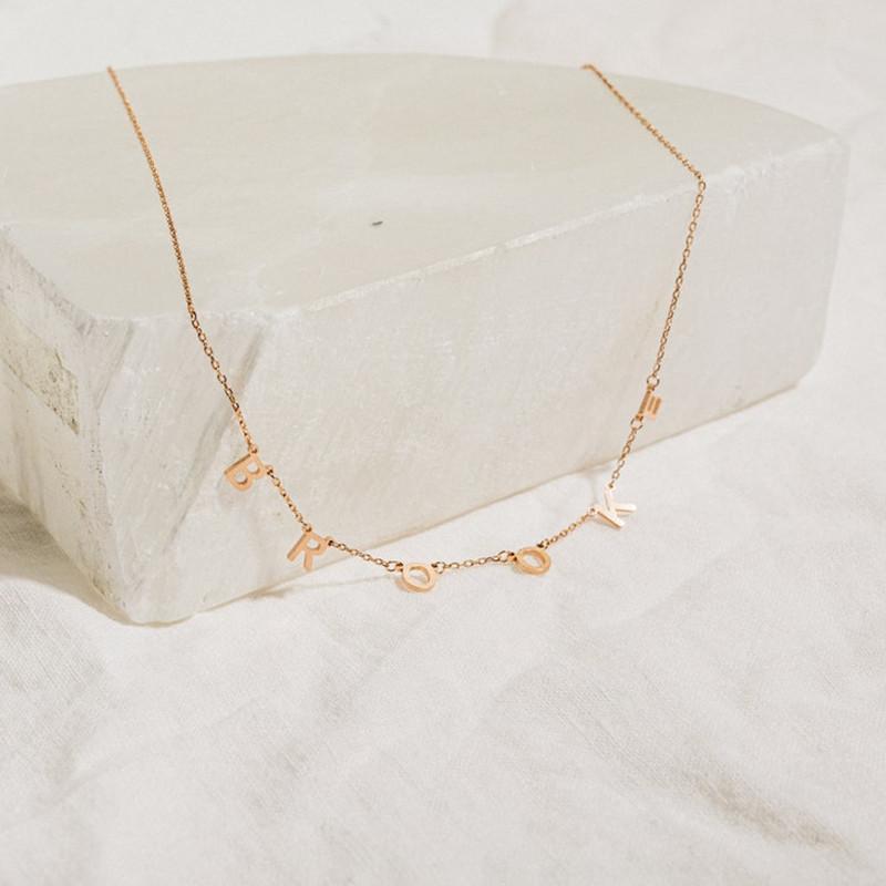 DIY Small Letter Necklace Personalized Name Necklace Female Stainless Steel Jewelry