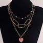 Jewelry trendy multi-layer colorful devil's eye pink love eye pendant necklace female