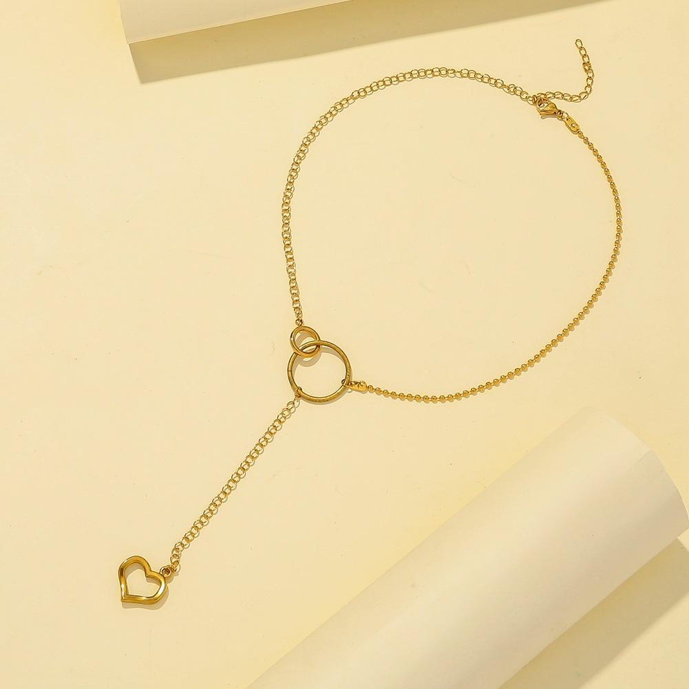 Stainless Steel Gold Love Circle Necklace Temperament Light Luxury Clavicle Chain Titanium Steel Never Fading Chain