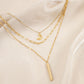 Simple and advanced design multi-layer stainless steel golden moon word necklace tassel pendant