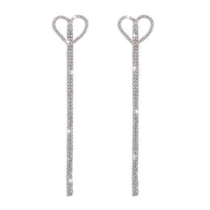 E991 Street Shoot Trendy Love Earrings Elegant Girl Heart Tassel Earrings Exaggerated Personality Long Earrings