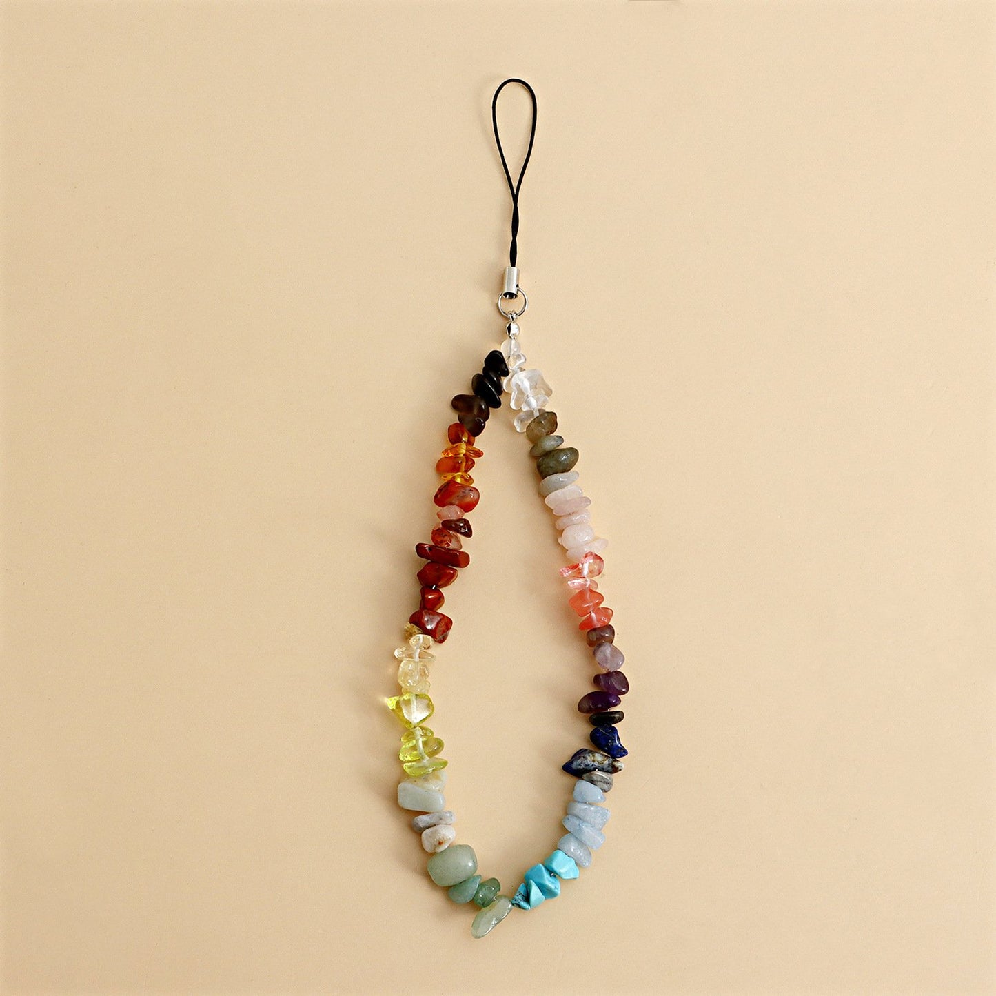 ins colorful gravel turquoise mobile phone chain hand-woven wire rope mobile phone lanyard mobile phone shell pendant pendant