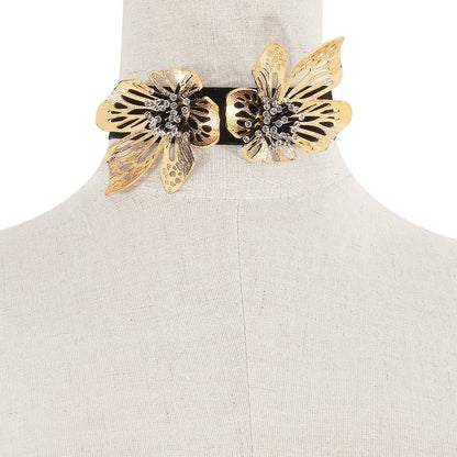 N1857ZA sexy three-dimensional floral resin choker necklace creative short flannelette retro net red necklace