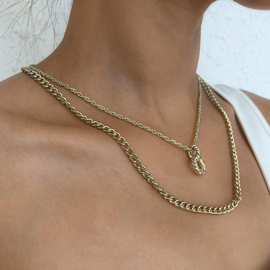 N8997 Jewelry Temperament Simple Twist Chain Stacked Necklace Ring Hollow Cold Necklace Female