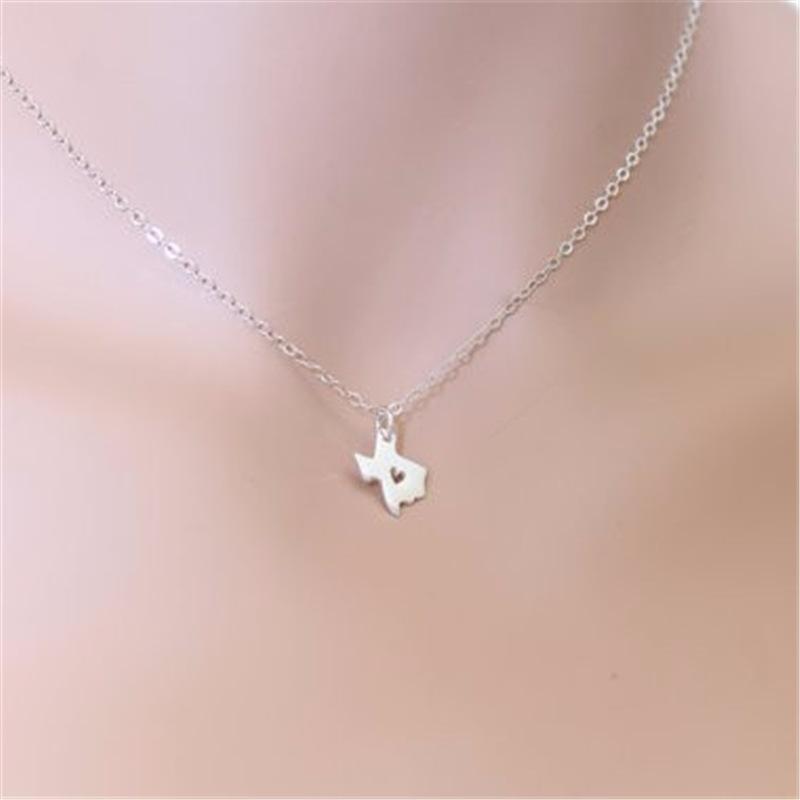 Popular Jewelry Texas Map Necklace Women Pendant Clavicle Chain