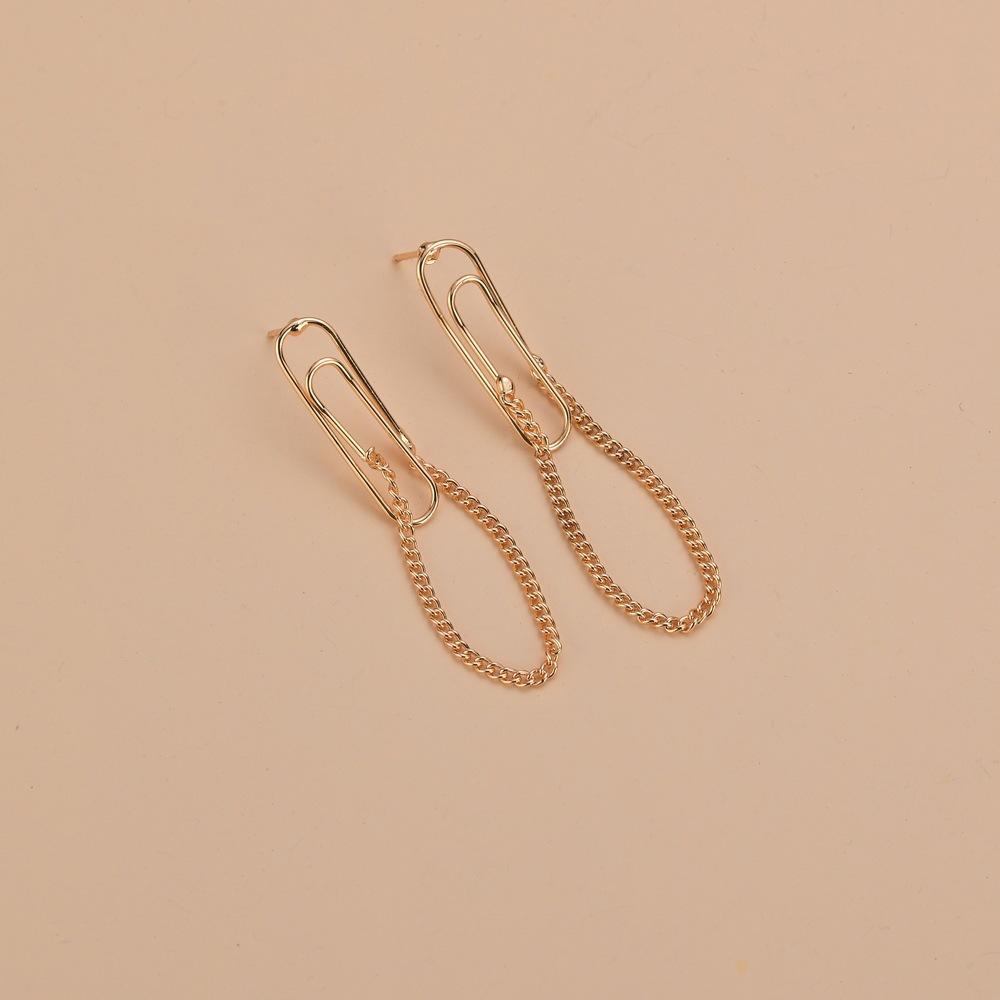 Fashion Geometric Paperclip Earrings Punk Chain Long Earrings Women Accessories