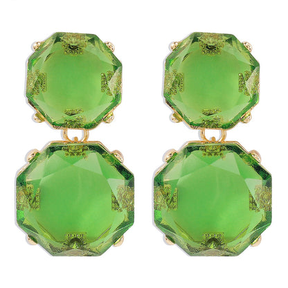 E11194 Fashion Transparent Candy Color Earrings Resin Personality Retro Earrings Niche Simple Earrings Women