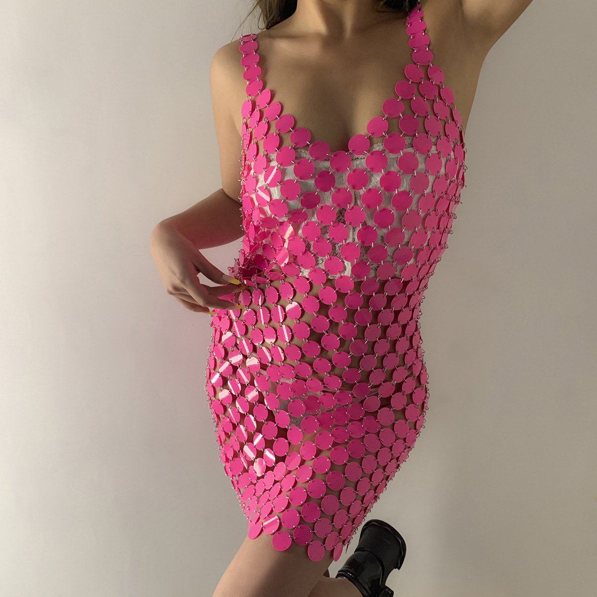 Jewelry Sexy Hollow Sequin Body Chain Female Night Dew Backpack Hip Fish Scale Dress